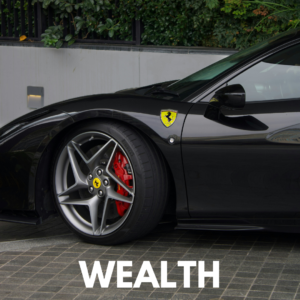 Black Ferrari symbolizing wealth, luxury lifestyle, financial freedom, personal branding success, and abundance in the new economy