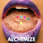 Vibrant colorful lips slightly parted, symbolizing the flow of energy, desire, and sacred alchemy in conscious manifestation.